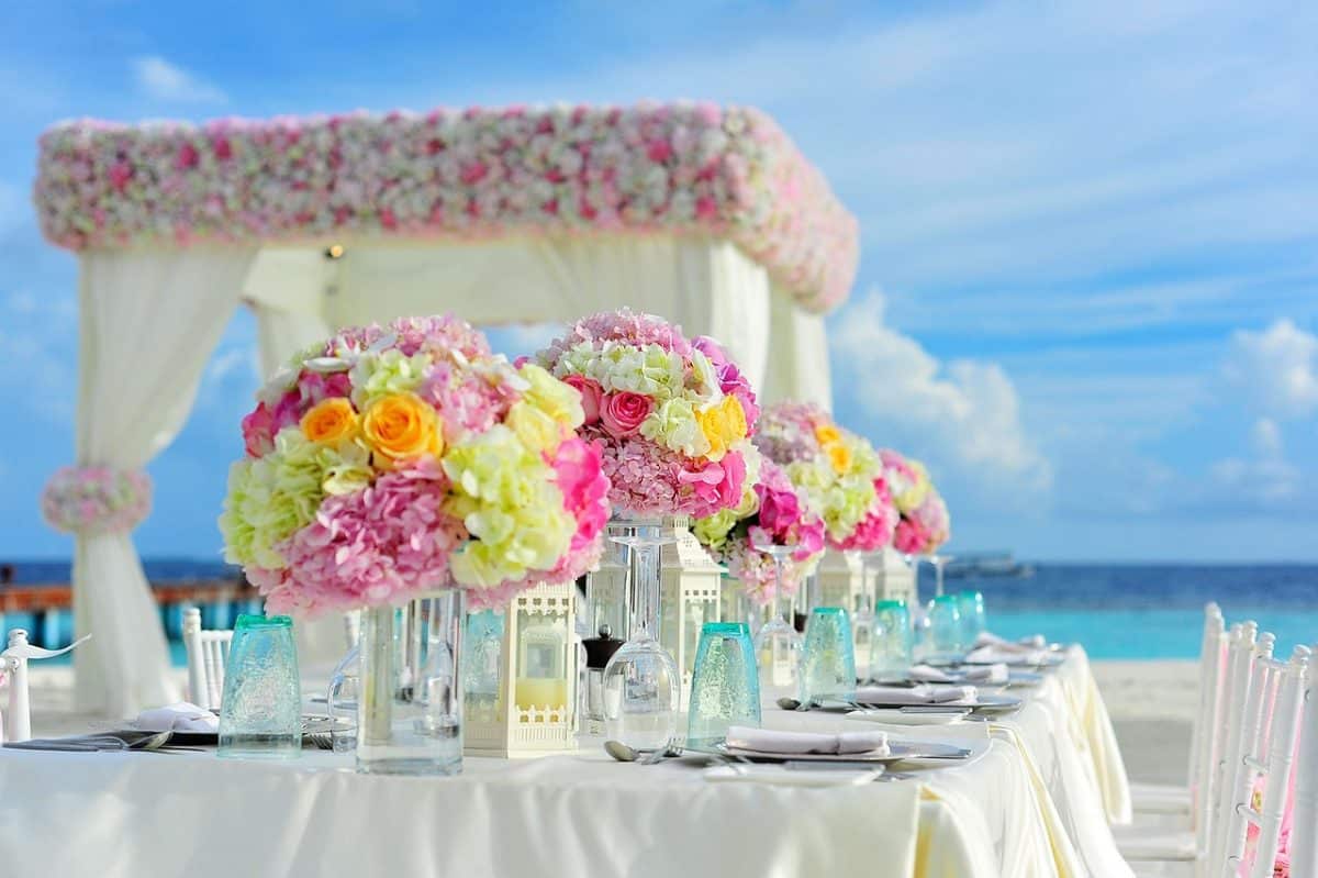 beach, wedding, reception